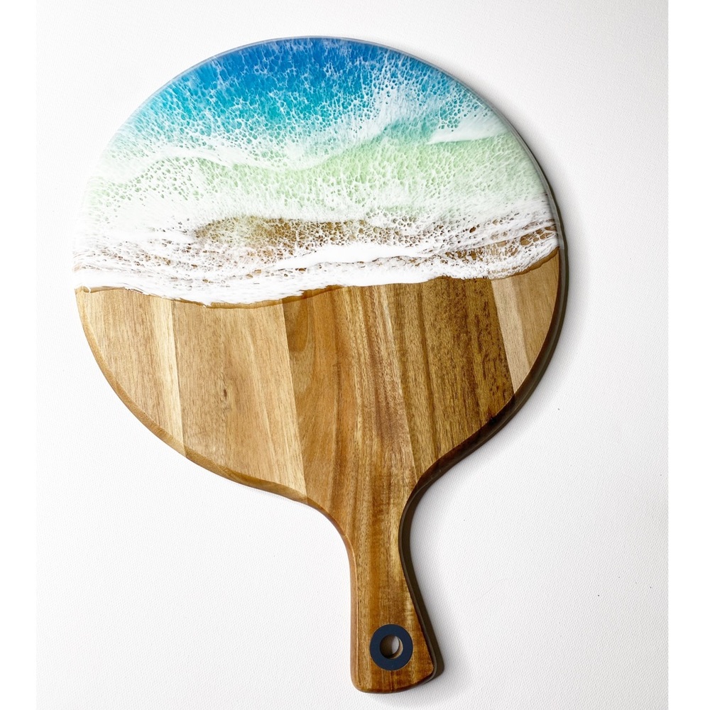 Resin Beach Art Wood Cheese Board Charcuterie
